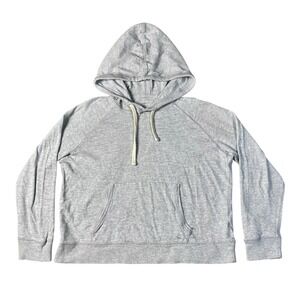 FAHERTY Hoodie Women's Medium Slub Organic Cotton Pullover Sweatshirt Gray